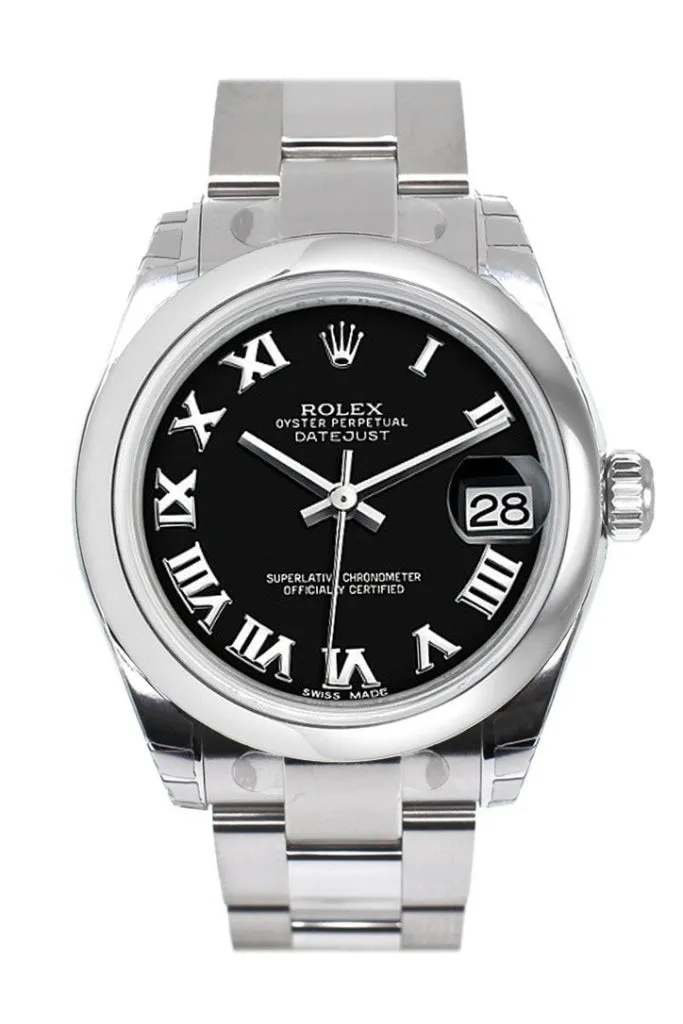 Rolex Datejust 31 Black Roman Dial Steel Ladies Watch 178240 Pre-owned