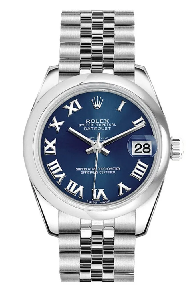 Rolex Datejust 31 Blue Roman Dial Stainless Steel Jubilee Ladies Watch 178240 Pre-owned