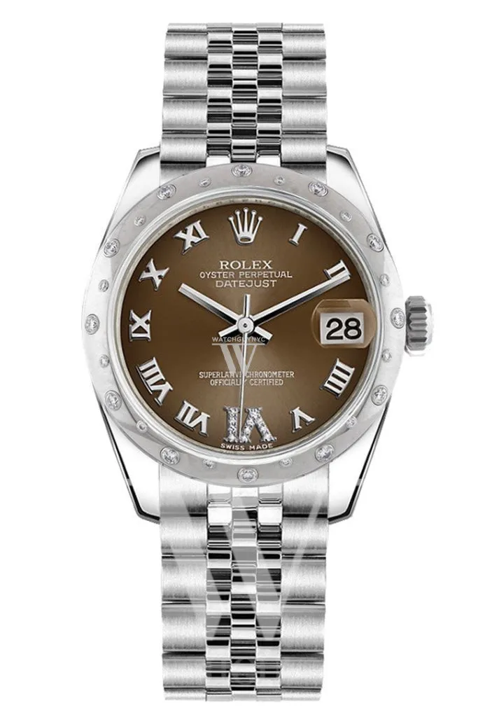 Rolex Datejust 31 Bronze Roman Large VI diamond Dial Diamonds Bezel Jubilee Ladies Watch 178344 Pre-owned