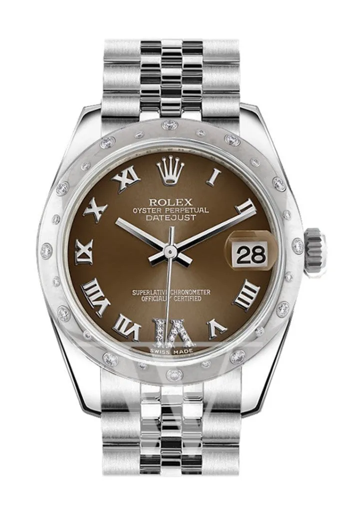 Rolex Datejust 31 Bronze Roman Large VI diamond Dial Diamonds Bezel Jubilee Ladies Watch 178344 Pre-owned