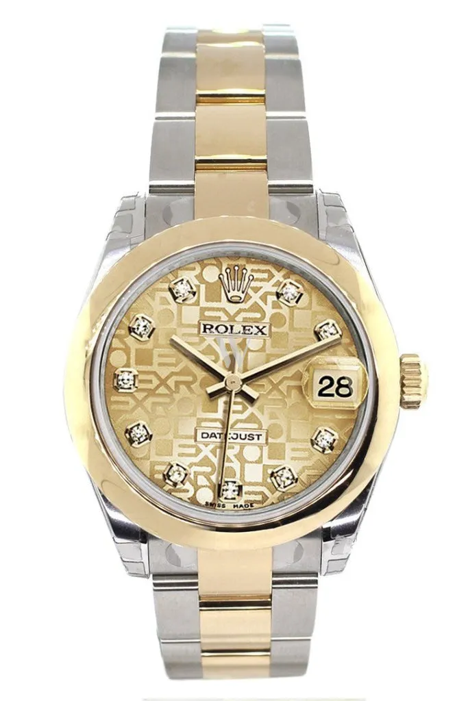 Rolex Datejust 31 Champagne Floral Motif Roman Dial 18K Gold Two Tone Ladies 178243 Pre-owned