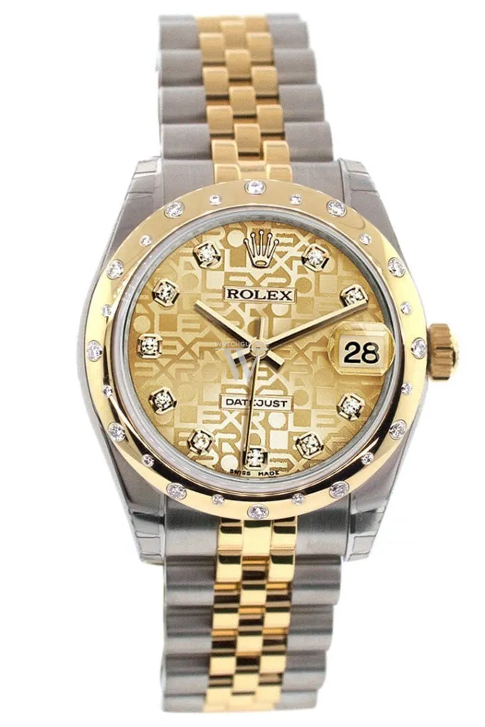 Rolex Datejust 31 Champagne Jubilee Diamond Dial Diamond Bezel 18K Gold Two Tone Jubilee Ladies 178343 Pre-owned