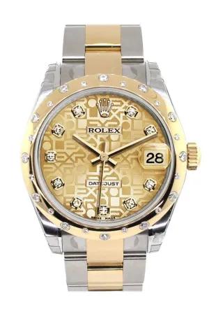 Rolex Datejust 31 Champagne Jubilee Diamond Dial Diamond Bezel 18K Gold Two Tone Ladies 178343 Pre-owned