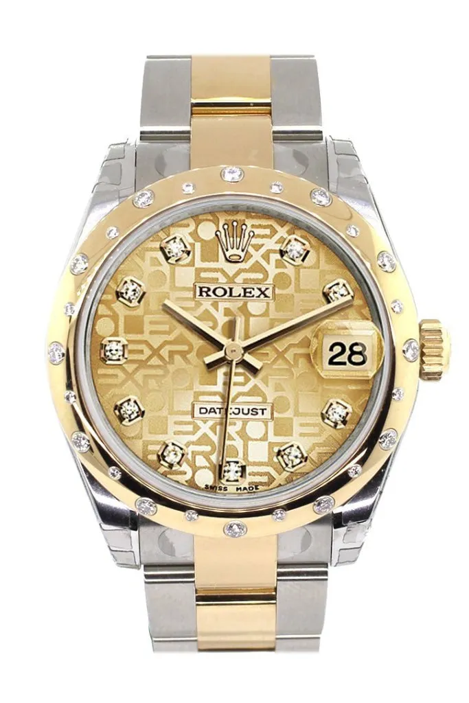Rolex Datejust 31 Champagne Jubilee Diamond Dial Diamond Bezel 18K Gold Two Tone Ladies 178343 Pre-owned