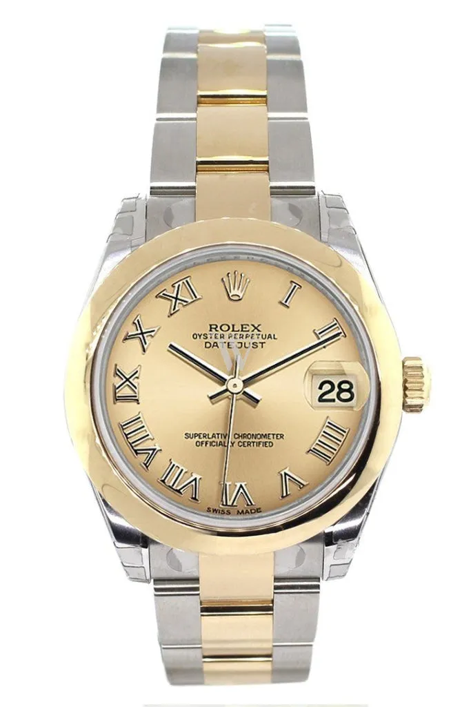 Rolex Datejust 31 Champagne Roman Dial 18K Gold Two Tone Ladies 178243 Pre-owned