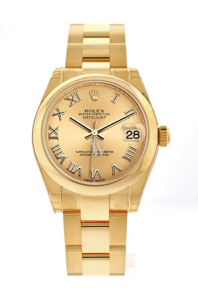 Rolex Datejust 31 Champagne Roman Dial 18K Yellow Gold Ladies Watch 178248 Pre-owned