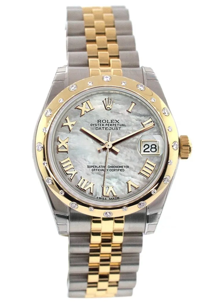 Rolex Datejust 31 Mother of Pearl Roman Dial Diamond Bezel 18K Gold Two Tone Jubilee Ladies 178343 Pre-owned