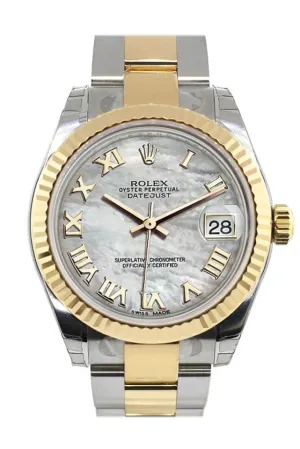 Rolex Datejust 31 Mother of Pearl Roman Dial Fluted Bezel 18K Gold Two Tone Ladies 178273 Pre-owned
