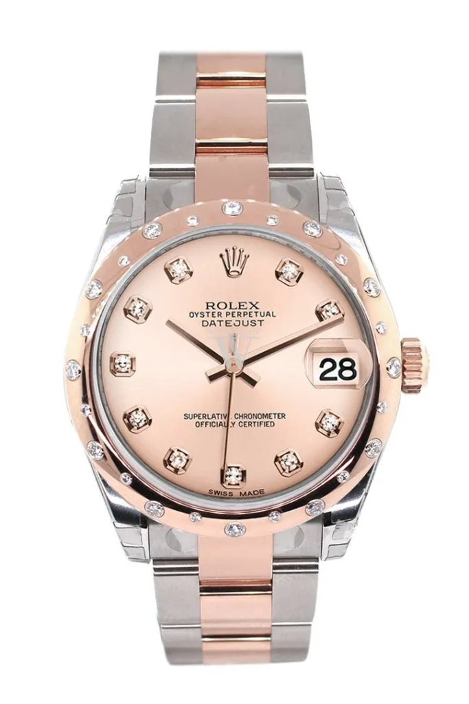 Rolex Datejust 31 Pink Diamond Dial Diamond Bezel 18K Rose Gold Two Tone Ladies Watch 178341 Pre-owned