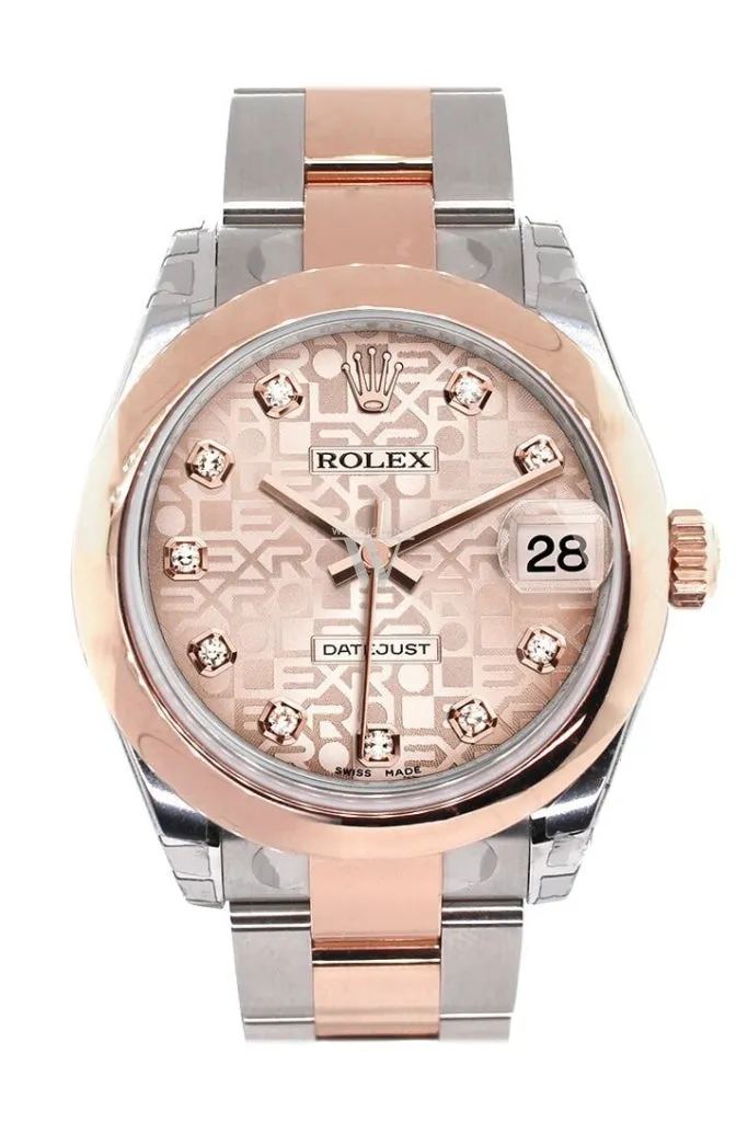 Rolex Datejust 31 Pink Jubilee Diamond Dial 18K Rose Gold Two Tone Ladies Watch 178241