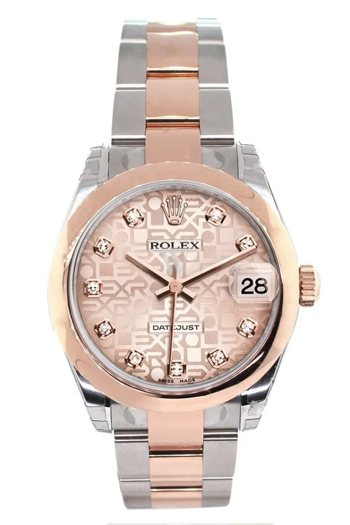 Rolex Datejust 31 Pink Jubilee Diamond Dial 18K Rose Gold Two Tone Ladies Watch 178241
