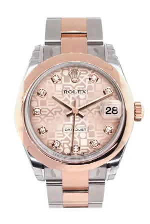 Rolex Datejust 31 Pink Jubilee Diamond Dial 18K Rose Gold Two Tone Ladies Watch 178241