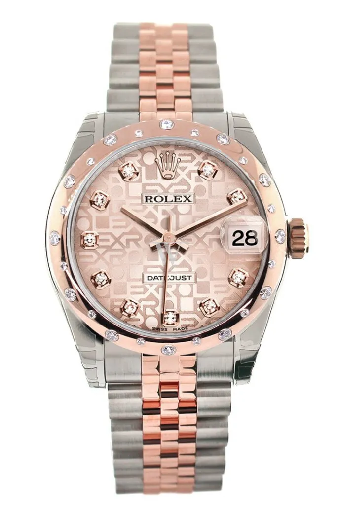 Rolex Datejust 31 Pink Jubilee Diamond Dial 18K Rose Gold Two Tone Ladies Watch 178341 Pre-owned