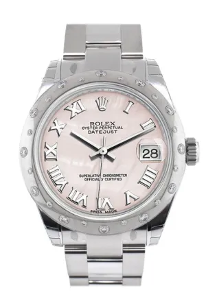 ROLEX Datejust 31 Pink Mother of Pearl Dial Diamond Bezel Ladies Watch 178344 Pre-owned