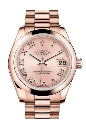 Rolex Datejust 31 Pink Roman Dial 18K Everose Gold President Ladies Watch 178245 Pre-owned