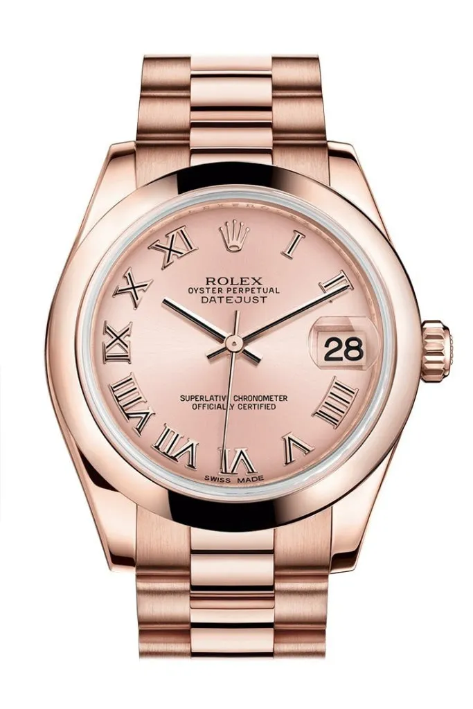 Rolex Datejust 31 Pink Roman Dial 18K Everose Gold President Ladies Watch 178245 Pre-owned