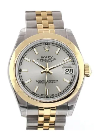 Rolex Datejust 31 Silver Dial 18K Gold Two Tone Jubilee Ladies Watch 178243 Pre-owned