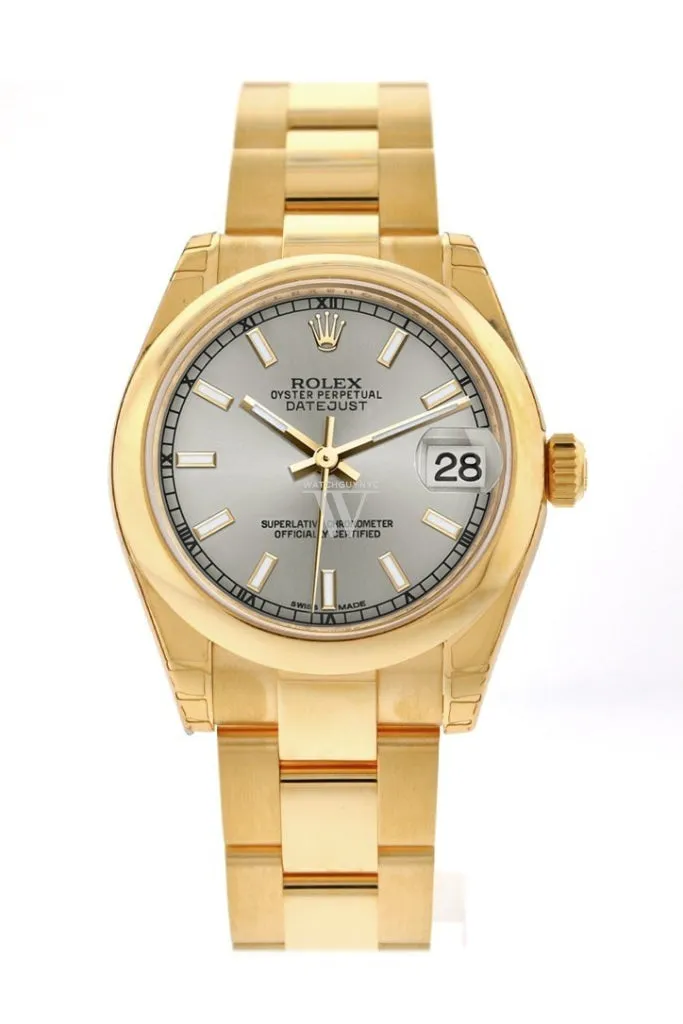 Rolex Datejust 31 Silver Dial  18K Yellow Gold Ladies Watch 178248 Pre-owned
