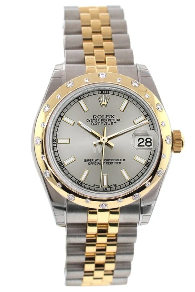 Rolex Datejust 31 Silver Dial Diamond Bezel 18K Gold Two Tone Jubilee Ladies 178343 Pre-owned