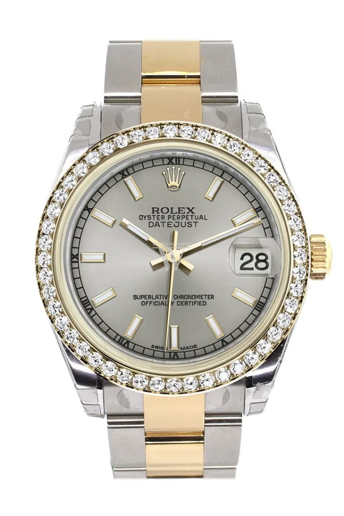 Rolex Datejust 31 Silver Dial Diamond Bezel Yellow Gold Two Tone Watch 178383 Pre-owned