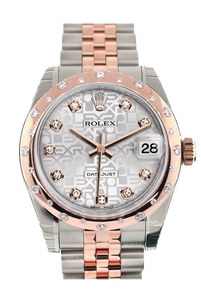 Rolex Datejust 31 Silver Jubilee Diamond Dial Diamond Bezel 18K Rose Gold Two Tone Jubilee Ladies Watch 178341 Pre-owned