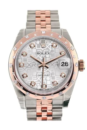 Rolex Datejust 31 Silver Jubilee Diamond Dial Diamond Bezel 18K Rose Gold Two Tone Jubilee Ladies Watch 178341 Pre-owned