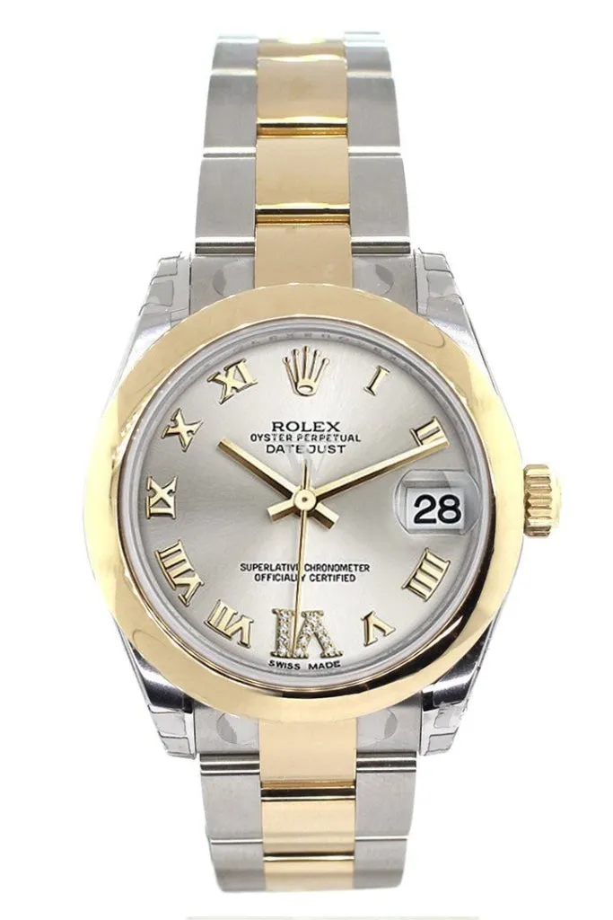Rolex Datejust 31 Silver Roman Large VI Diamond Dial 18K Gold Two Tone Ladies 178243 Pre-owned