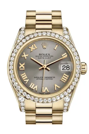 Rolex Datejust 31 Steel Roman Dial Diamond Bezel Lug 18K Yellow Gold President Ladies Watch 178158 Pre-owned