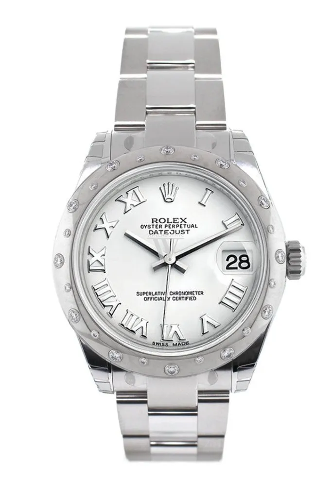 Rolex Datejust 31 White Roman Dial Dome Diamonds Bezel Ladies Watch 178344 Pre-owned