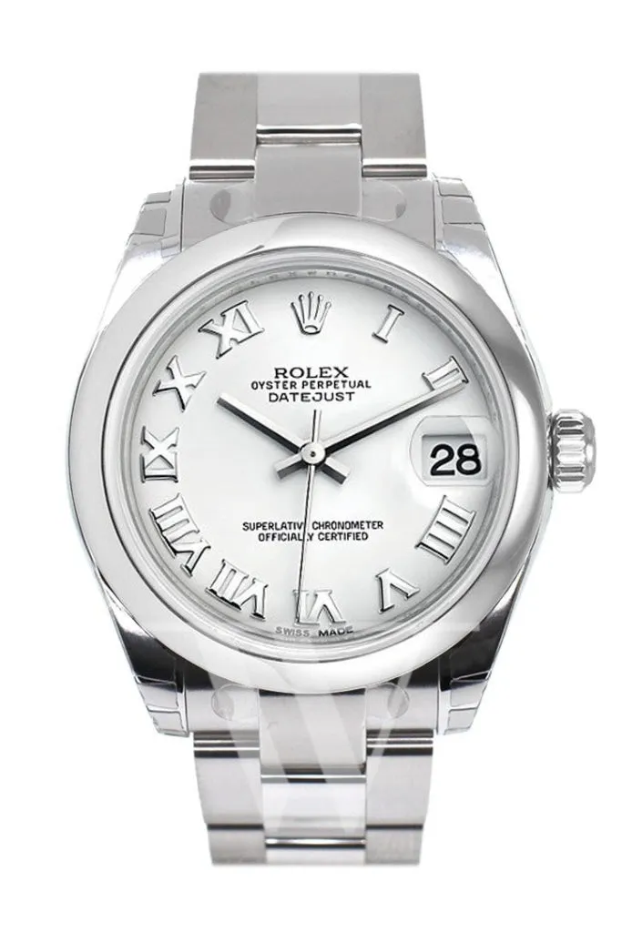 ROLEX Datejust 31 White Roman Dial Steel Ladies Watch 178240 Pre-owned