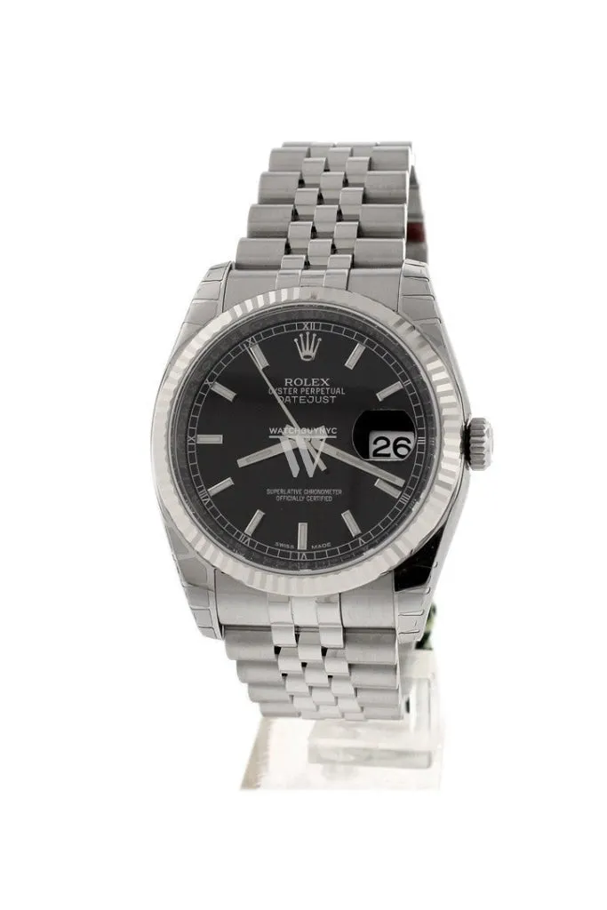 Rolex Datejust 36 Black Index Dial Steel Mens Watch 116234 Pre-owned
