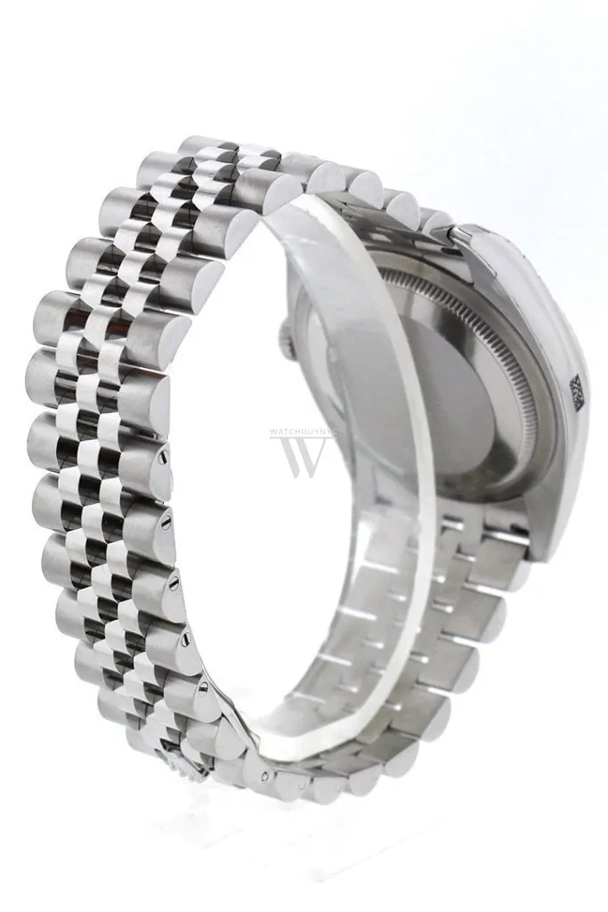 Rolex Datejust 36 Black Roman Dial 18k White Gold Diamond Bezel Jubilee Men's Watch 116244 Pre-owned
