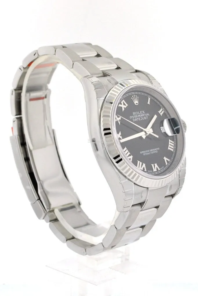 Rolex Datejust 36 Black Roman Dial Steel and 18k Gold Unisex Watch 116234 Pre-owned