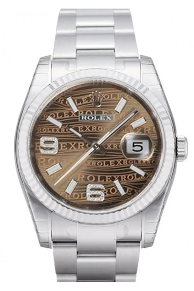 Rolex Datejust 36 Bronze Waves Diamond Dial Steel and 18k Gold Ladies Watch 116234 Pre-owned