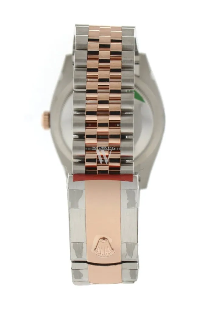 Rolex Datejust 36 Chocolate Jubilee Design Set with Diamonds Dial Diamond Bezel Rose Gold Two Tone Jubilee Watch 126281RBR 126281 NP