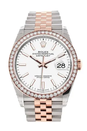 Rolex Datejust 36 Dark Rhodium Dial Diamond Bezel Rose Gold Two Tone Jubilee Watch 126281RBR 126281 NP