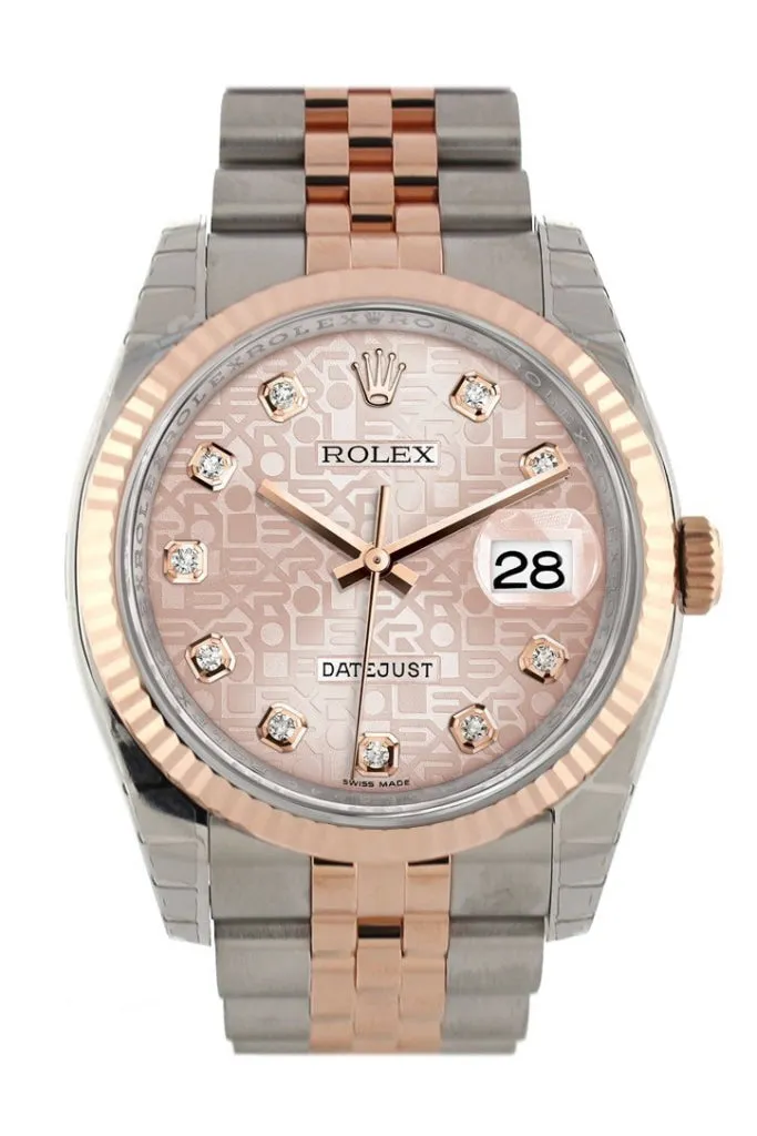 Rolex Datejust 36 Pink Jubilee design diamonds Dial Fluted Steel and 18k Rose Gold Jubilee Watch 116231 Pre-owned