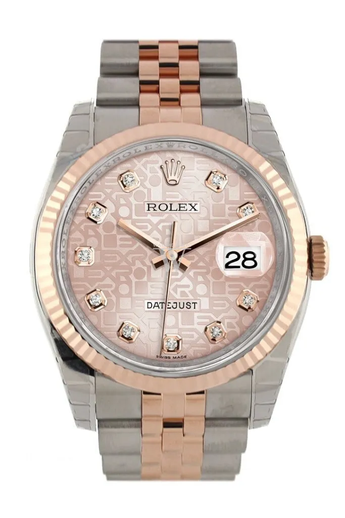 Rolex Datejust 36 Pink Jubilee design diamonds Dial Fluted Steel and 18k Rose Gold Jubilee Watch 116231 Pre-owned
