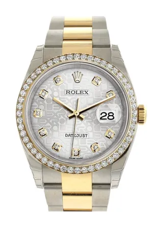 Rolex Datejust 36 Silver Jubilee design diamonds Dial 18k White Gold Diamond Bezel Ladies Watch 116243 Pre-owned