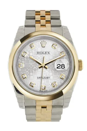 Rolex Datejust 36 Silver Jubilee Diamond Dial 18k Gold Two Tone Jubilee Watch 116203 Pre-owned