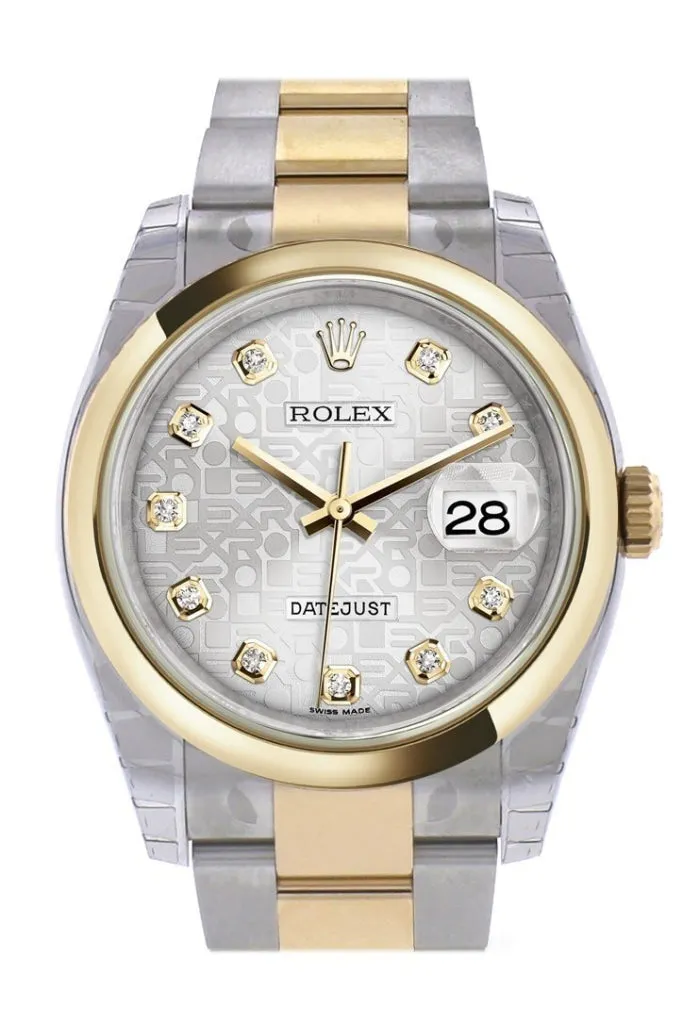 Rolex Datejust 36 Silver Jubilee Diamond Dial 18k Gold Two Tone Oyster Watch 116203 Pre-owned