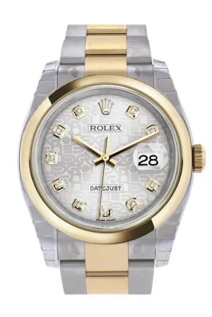 Rolex Datejust 36 Silver Jubilee Diamond Dial 18k Gold Two Tone Oyster Watch 116203 Pre-owned