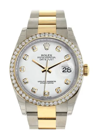 Rolex Datejust 36 White diamonds Dial 18k White Gold Diamond Bezel Ladies Watch 116243 Pre-owned