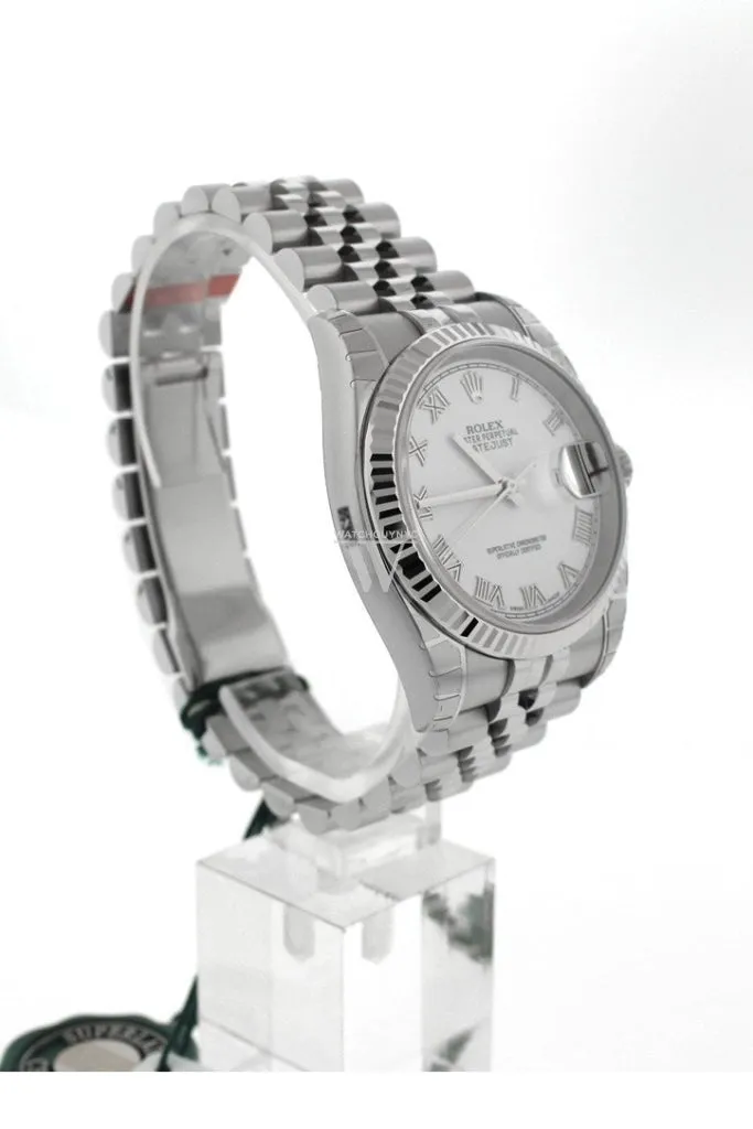 ROLEX Datejust 36 White Roman Dial 18k White Gold Men's Watch 116234 Pre-owned