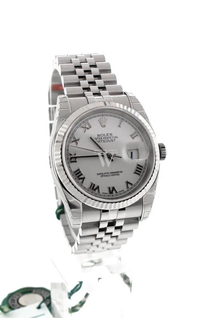 ROLEX Datejust 36 White Roman Dial 18k White Gold Men's Watch 116234 Pre-owned