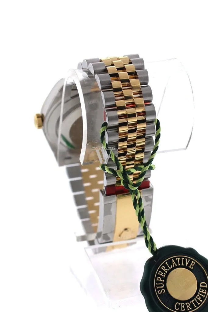 Rolex Datejust 41 Black Diamond Dial Fluted Bezel 18k Yellow Gold Jubilee Mens Watch 126333