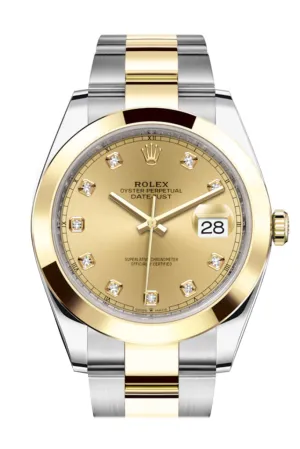 Rolex Datejust 41 Champagne Diamond Dial Steel and 18K Yellow Gold Oyster Men's Watch 126303