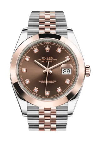 Rolex Datejust 41 Chocolate Brown Dial Steel and 18K Rose Gold Men's Watch 126301