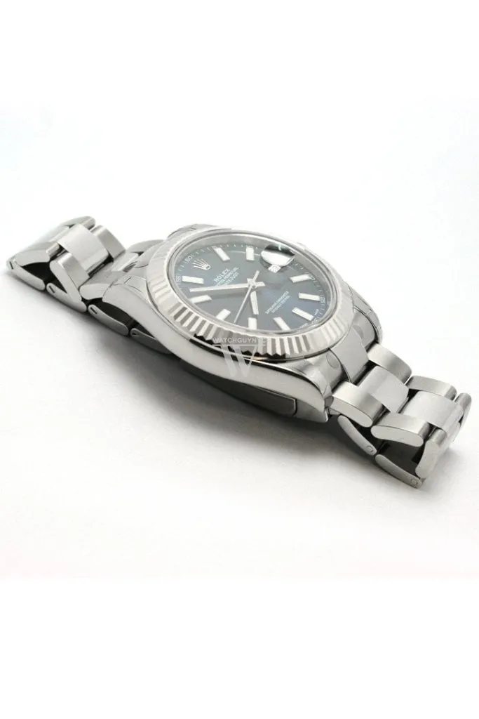 ROLEX Datejust II 41 Blue Dial 18k White Gold Fluted Bezel Steel Men's Watch 116334 Pre-owned