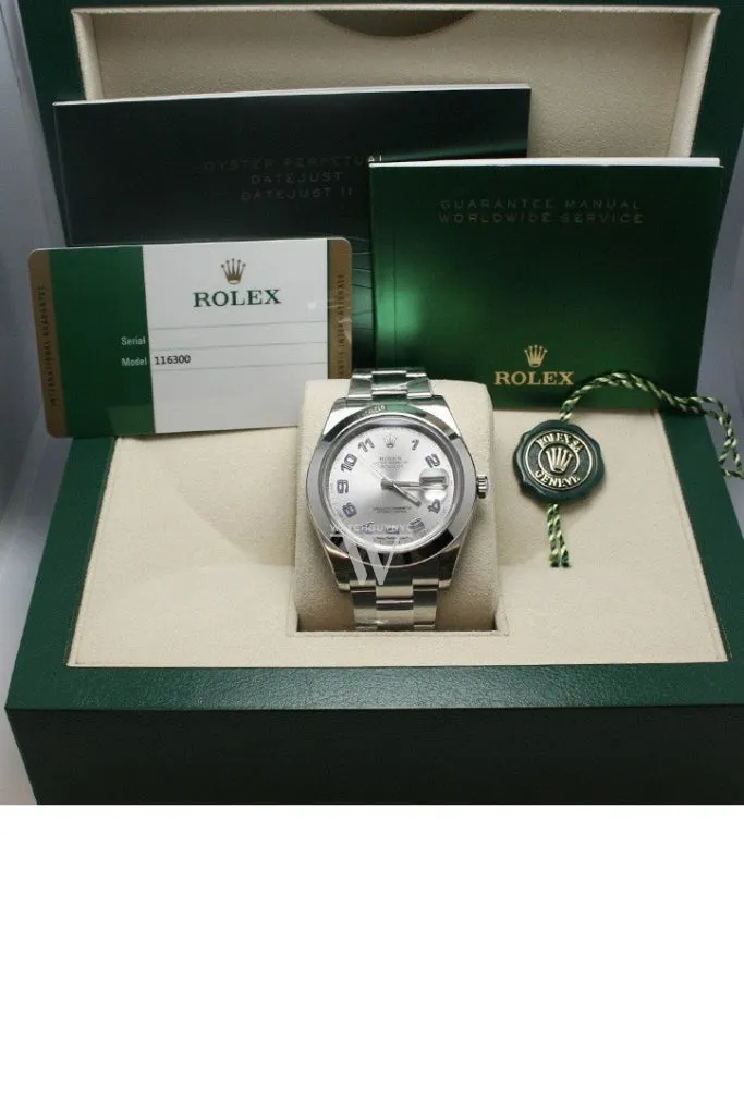 ROLEX Datejust II 41 Rhodium Blue Arab Dial Steel Men's Watch 116300 Pre-owned